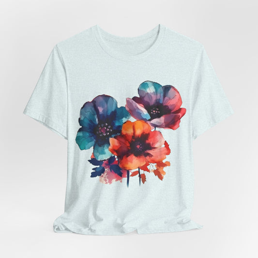 Floral Tee Shirt - Watercolor Cottage Core Design