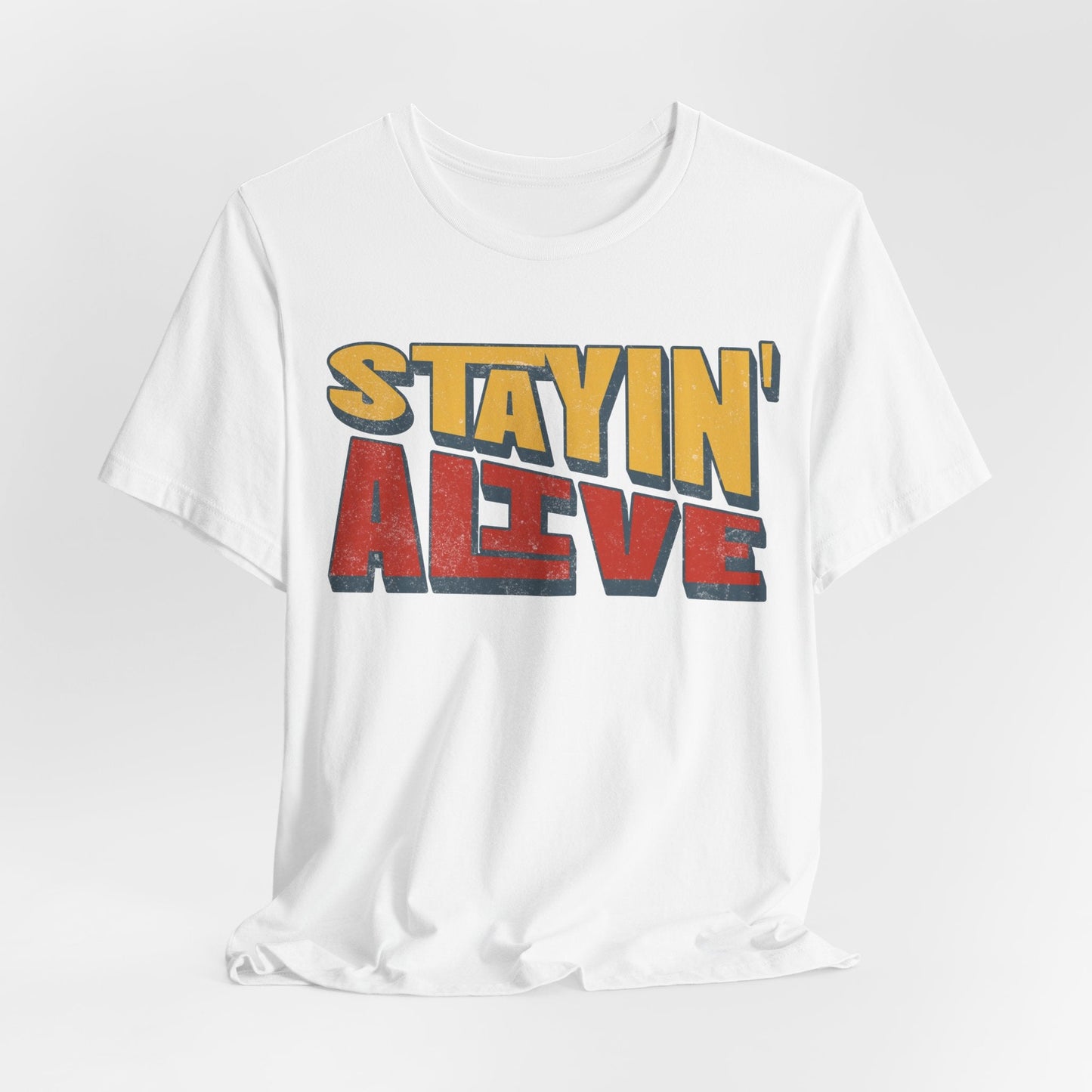 "Stayin' Alive" Retro feel Tee - Packed with 70s vibes